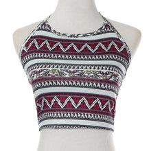 Knit Crop Top Summer Women Halter Bralette Shirt Blouse Boho Tank Tops Retro Printing Chalecos Mujer #B805