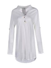 Kniting V-neck Full Sleeve Mini White Solid Button Dress High Low Loose Slim Women Casual Autumn 2016 New Fashion Dress