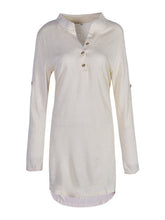 Kniting V-neck Full Sleeve Mini White Solid Button Dress High Low Loose Slim Women Casual Autumn 2016 New Fashion Dress