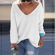 Knitting V-Neck Solid Casual Full Sleeve Blouse White 2016 Women Autumn New Arrival Fashion Top Fall Casual Pink Blouses