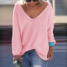 Knitting V-Neck Solid Casual Full Sleeve Blouse White 2016 Women Autumn New Arrival Fashion Top Fall Casual Pink Blouses