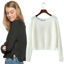 Knitwear Women Autumn Winter Solid Sweater Cropped Pullover Women Loose Sweater Pulover Feminino#A12
