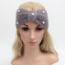 Korean Hair Accessories 2016 New Arrival Pearl Bow Crochet Headbands For Women Knitting Wool Head Wrap Ear Warmer Headwear LY