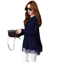 Korean Style Plus Size Lace Sweater Female O-neck Full Sleeve Cotton Casual Knitted Pullovers 70043
