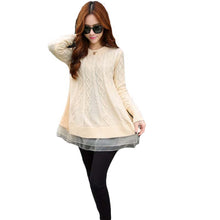 Korean Style Plus Size Lace Sweater Female O-neck Full Sleeve Cotton Casual Knitted Pullovers 70043