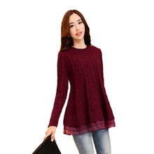 Korean Style Plus Size Lace Sweater Female O-neck Full Sleeve Cotton Casual Knitted Pullovers 70043