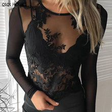 Lace Blouse Embroidery Crochet Sexy Long Sleeve Tops Transparent Basic Autumn Wear Casual Blouse Camisas Femininas 2016#C905