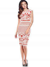 Lace Crochet High Quality Elegant Floral Geometric Print Pattern Women Summer Dress Flower Modest Office Lady Work Pin Up Casual