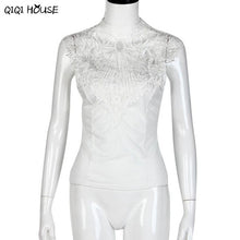 Lace Crochet Tops Sleeveless Sexy Backless Lacing Hollow Out Blouse Autumn Basic Blouse Roupas Feminina#B831