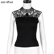 Lace Crochet Tops Sleeveless Sexy Backless Lacing Hollow Out Blouse Autumn Basic Blouse Roupas Feminina#B831