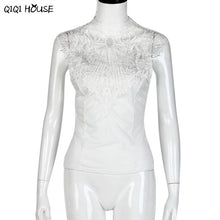 Lace Crochet Tops Sleeveless Sexy Backless Lacing Hollow Out Blouse Autumn Basic Blouse Roupas Feminina#B831