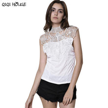 Lace Crochet Tops Sleeveless Sexy Backless Lacing Hollow Out Blouse Autumn Basic Blouse Roupas Feminina#B831