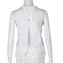 Lace Crop Top Backless Hollow Out Lacing Short Tops Solid White Sexy Loose Tank Top Blusas Croped#B721