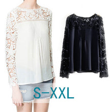 Lace Long Sleeve Shirt Women Blusas Plus Size Chiffon Blouse Women Clothing White Blouse Blusas Femininas Plus Size 5 Colors 4Xl