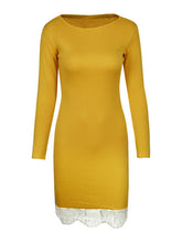 Lace O-Neck Full Sleeve Black Dress Summer Mini Solid Casual Dress Patchwork White Wave New Arrival Fashion Casual Dresses