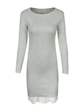 Lace O-Neck Full Sleeve Black Dress Summer Mini Solid Casual Dress Patchwork White Wave New Arrival Fashion Casual Dresses