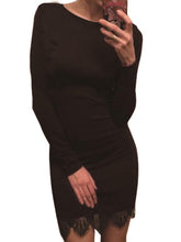 Lace O-Neck Full Sleeve Black Dress Summer Mini Solid Casual Dress Patchwork White Wave New Arrival Fashion Casual Dresses