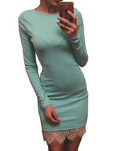 Lace O-Neck Full Sleeve Black Dress Summer Mini Solid Casual Dress Patchwork White Wave New Arrival Fashion Casual Dresses