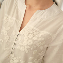Lace Partchwork V-Neck Print Blouse Half Sleeve High Low Button White Blouse Women 2016 Autumn New Top Casual Loose Blouse