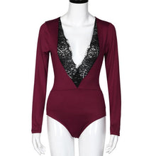 Lace Sexy Jumpsuit 2017 V-Neck Slim Long Sleeve Bodysuit Sexy Women Rompers One Piece Jumpsuit#212