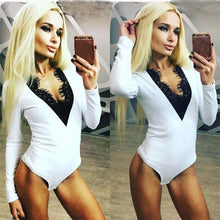 Lace Sexy Jumpsuit 2017 V-Neck Slim Long Sleeve Bodysuit Sexy Women Rompers One Piece Jumpsuit#212