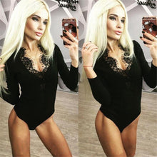 Lace Sexy Jumpsuit 2017 V-Neck Slim Long Sleeve Bodysuit Sexy Women Rompers One Piece Jumpsuit#212