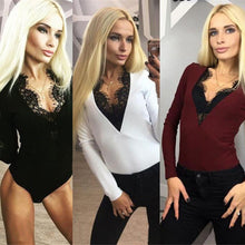 Lace Sexy Jumpsuit 2017 V-Neck Slim Long Sleeve Bodysuit Sexy Women Rompers One Piece Jumpsuit#212