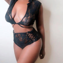 Lace Strap Top Bustier Bra Black Lace Halter Crop Tops Set Women Babydoll Sleepwear G-string Sexy Lingerie Set#121