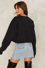 Lace Up Full Sleeve Pullover Black Solid O-Neck Cotton Loose Women 2016 Autumn New Arrival Clothing Fashion Sexy Women Sweater