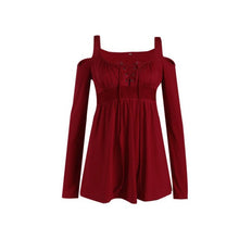 Ladies Blouses Off Shoulder Long Sleeve Casual Shirts Slim Elegant Tops Cross Bandage Flare Sleeve Shirt Blusas De Mujer#C820