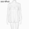 Ladies Blouses Off Shoulder Long Sleeve Casual Shirts Slim Elegant Tops Cross Bandage Flare Sleeve Shirt Blusas De Mujer#C820