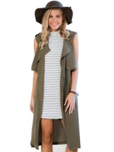 Ladies Double Layerd Long Duster Jacket Womens Sleeveless Waistcoat Belt Blazer New Arrival Dress Fashion 2016