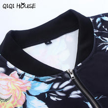 Ladies Jackets Printing Floral Bombers Baseball Jacket Women Long Sleeve Jacket Woman Doudoune Femme#C822