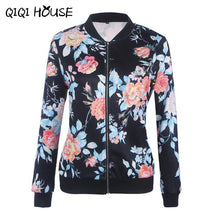 Ladies Jackets Printing Floral Bombers Baseball Jacket Women Long Sleeve Jacket Woman Doudoune Femme#C822