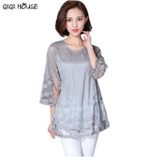 Ladies Office Blouse Plus Size 5XL Elegant Women Three-Quarter Print Dot Blouse Casual Autumn Tops Camisa Feminina#C905