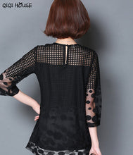 Ladies Office Blouse Plus Size 5XL Elegant Women Three-Quarter Print Dot Blouse Casual Autumn Tops Camisa Feminina#C905
