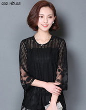 Ladies Office Blouse Plus Size 5XL Elegant Women Three-Quarter Print Dot Blouse Casual Autumn Tops Camisa Feminina#C905