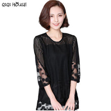Ladies Office Blouse Plus Size 5XL Elegant Women Three-Quarter Print Dot Blouse Casual Autumn Tops Camisa Feminina#C905