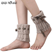 Ladies Socks Winter Knitting Lacing Warm Boots Cover Women Compression Socks Bohemia Solid Socks #E824