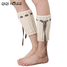 Ladies Socks Winter Knitting Lacing Warm Boots Cover Women Compression Socks Bohemia Solid Socks #E824