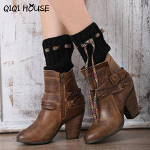 Ladies Socks Winter Knitting Lacing Warm Boots Cover Women Compression Socks Bohemia Solid Socks #E824