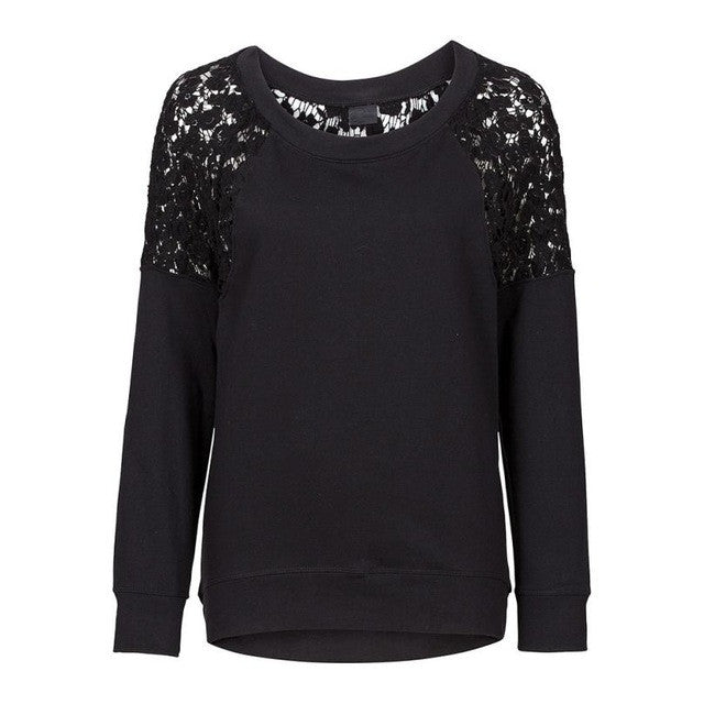 Ladies Tops Autumn Women Clothes Lace Backless Patchwork Long Sleeve Casual Blouse Loose Pullovers Top Blusa De Renda#C115