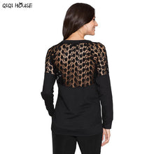 Ladies Tops Autumn Women Clothes Lace Backless Patchwork Long Sleeve Casual Blouse Loose Pullovers Top Blusa De Renda#C115