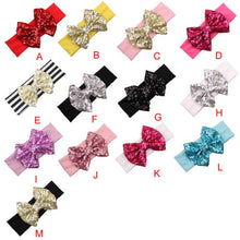 LandFox 2016 Fashion Elastic Children Headband Cute Sequins Bow Baby Girl Hair Accessories