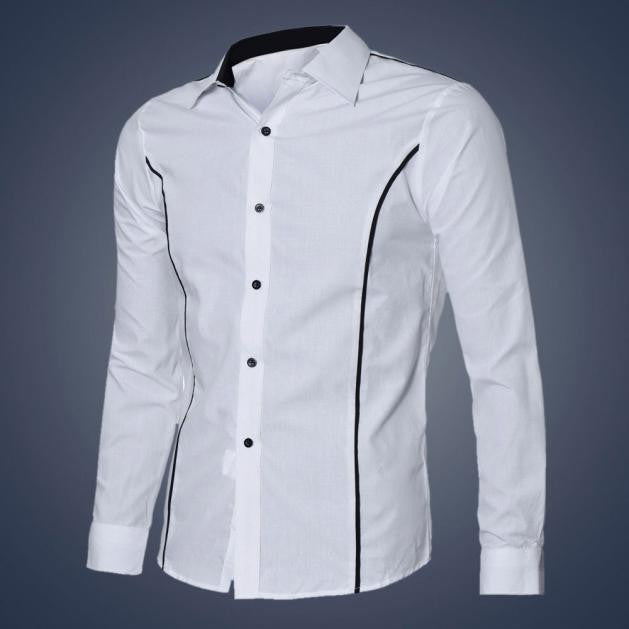 Latest Mens Fashion Shirts Striped Long-sleeved Turn-down Collar Cotton Blend Shirt For Man,Boy #2511
