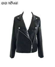Leather Jacket Soft PU Leather Slim Motorcycle Zipper Jacket Fashion 2016 Autumn Coat OutwearBomberjack Vrouwen#C819