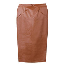 Leather Pencil Skirt High Waist Slim Solid Ladies Skirt Elegant Pu Skirt Saia Longa Cintura Alta#B12
