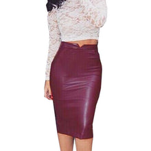 Leather Pencil Skirt High Waist Slim Solid Ladies Skirt Elegant Pu Skirt Saia Longa Cintura Alta#B12