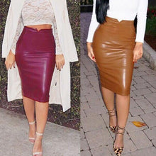 Leather Pencil Skirt High Waist Slim Solid Ladies Skirt Elegant Pu Skirt Saia Longa Cintura Alta#B12