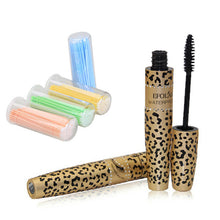 Leopard Long Curling Eyelash Black Fiber Thick Mascara Eye Lashes + 100Pcs One-off Micro Brushes